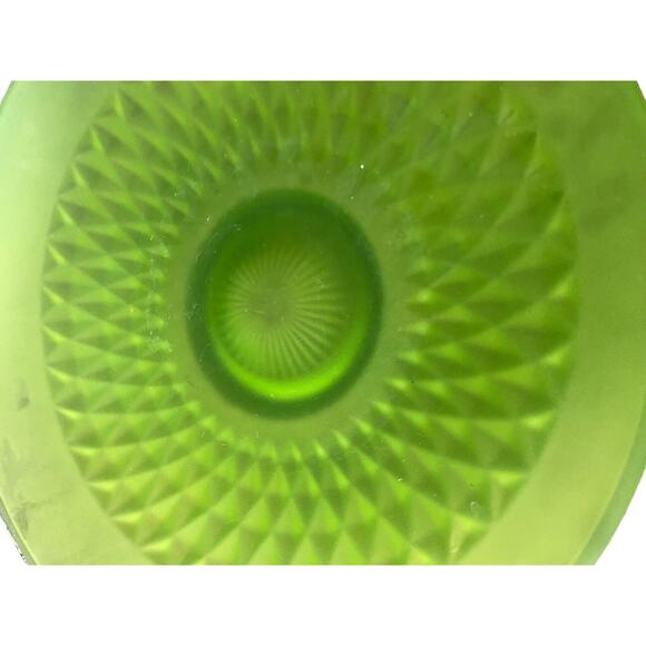 RARE! Vintage Satin Mist Lime by Indiana Glass Diamond Point Bowls 14in - Picture 3 of 6